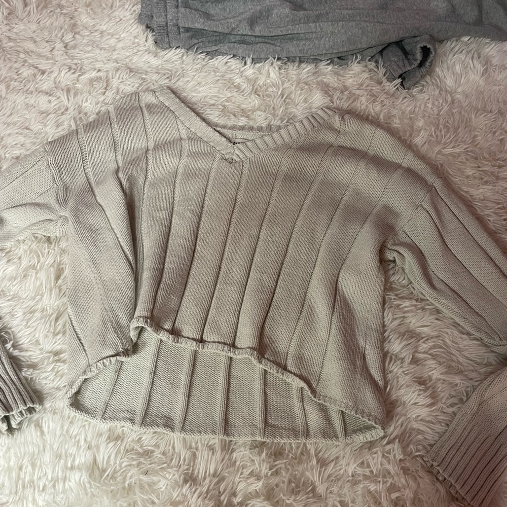 Aeropostale Beige V-Neck Sweater